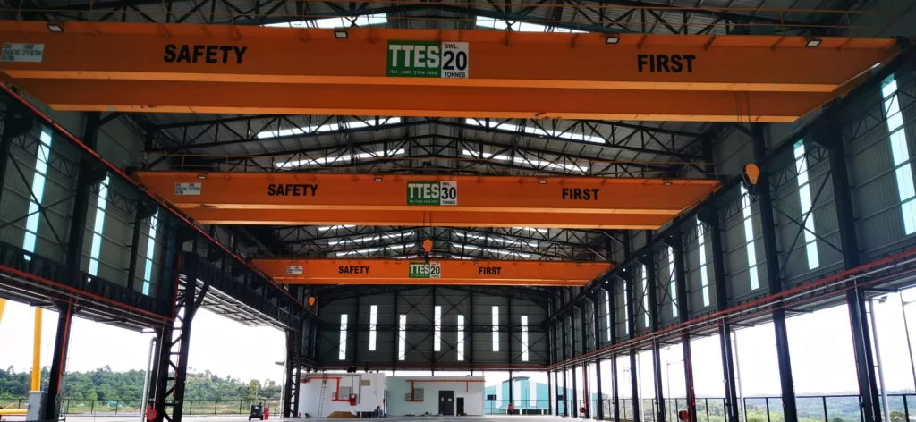 Overhead crane runway inside a plant
